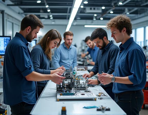 Eolus AI Robotics engineering team collaborating on autonomous robot development